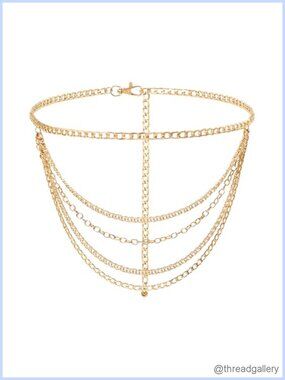 Adjustable Gold Waist Chain Belt Plus Size Women's Body Chain Alloy Rhinestone